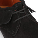 Black Kids Oxford shoes with fringes design and laces closure in suede leather.