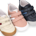 BLANDITOS kids sneakers laceless with side stripes design in soft nappa leather.