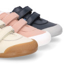 BLANDITOS kids sneakers laceless with side stripes design in soft nappa leather.