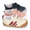 BLANDITOS kids sneakers laceless with side stripes design in soft nappa leather.