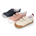 BLANDITOS kids sneakers laceless with side stripes design in soft nappa leather.