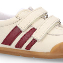 BLANDITOS kids sneakers laceless with side stripes design in soft nappa leather.