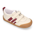 BLANDITOS kids sneakers laceless with side stripes design in soft nappa leather.