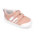 BLANDITOS kids sneakers laceless with side stripes design in soft nappa leather.