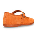 Suede leather Girl Mary Jane shoes marching Condor colors with buckle fastening..