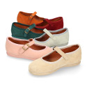 Suede leather Girl Mary Jane shoes marching Condor colors with buckle fastening..