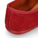 Suede leather Girl Mary Jane shoes marching Condor colors with buckle fastening..