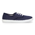 Cotton canvas bamba shoes with polka dots print.