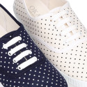 Cotton canvas bamba shoes with polka dots print.