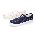 Cotton canvas bamba shoes with polka dots print.