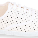 Cotton canvas bamba shoes with polka dots print.