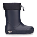 Kids Rain boots respectful model of Igor shoes with adjustable neck in navy blue color.