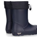 Kids Rain boots respectful model of Igor shoes with adjustable neck in navy blue color.