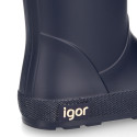 Kids Rain boots respectful model of Igor shoes with adjustable neck in navy blue color.