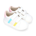 Okaa Flex Kids Sneaker shoes with multicolor side straps design. RESPECTFUL model.