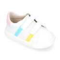 Okaa Flex Kids Sneaker shoes with multicolor side straps design. RESPECTFUL model.