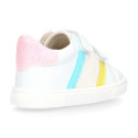 Okaa Flex Kids Sneaker shoes with multicolor side straps design. RESPECTFUL model.