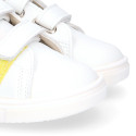 Okaa Flex Kids Sneaker shoes with multicolor side straps design. RESPECTFUL model.