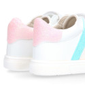 Okaa Flex Kids Sneaker shoes with multicolor side straps design. RESPECTFUL model.