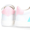 Okaa Flex Kids Sneaker shoes with multicolor side straps design. RESPECTFUL model.