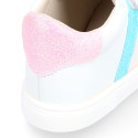 Okaa Flex Kids Sneaker shoes with multicolor side straps design. RESPECTFUL model.