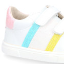 Okaa Flex Kids Sneaker shoes with multicolor side straps design. RESPECTFUL model.