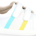 Okaa Flex Kids Sneaker shoes with multicolor side straps design. RESPECTFUL model.