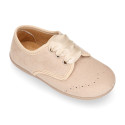 Autumn winter canvas Oxford shoes with ties closure for kids.