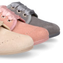 Autumn winter canvas Oxford shoes with ties closure for kids.