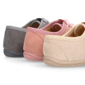 Autumn winter canvas Oxford shoes with ties closure for kids.