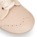 Autumn winter canvas Oxford shoes with ties closure for kids.