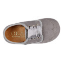 Autumn winter canvas Oxford shoes with ties closure for kids.