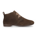 New Suede leather laces up style ankle boot shoes with waves.