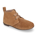 New Suede leather laces up style ankle boot shoes with waves.