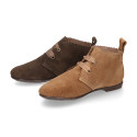 New Suede leather laces up style ankle boot shoes with waves.