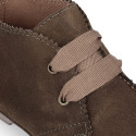 New Suede leather laces up style ankle boot shoes with waves.