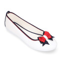 Cotton canvas ballet flat shoes, Casual style with bow.