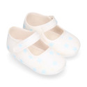 Cotton canvas little Mary Janes for babies and stars print design.