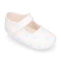 Cotton canvas little Mary Janes for babies and stars print design.