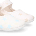 Cotton canvas little Mary Janes for babies and stars print design.