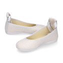 METAL LINEN canvas ballet flat shoes dancer style.