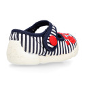 Cotton canvas little Mary Janes with nautical design.