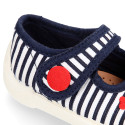 Cotton canvas little Mary Janes with nautical design.