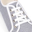 Cotton stripes Bamba type shoes with toe cap.