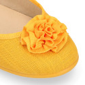 Cotton canvas Mary Jane shoes with flower detail.