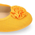 Cotton canvas Mary Jane shoes with flower detail.