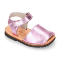 METAL Leather Menorquina sandals with flexible outsole and hook and loop strap.