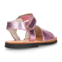 METAL Leather Menorquina sandals with flexible outsole and hook and loop strap.