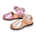 METAL Leather Menorquina sandals with flexible outsole and hook and loop strap.