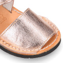 METAL Leather Menorquina sandals with flexible outsole and hook and loop strap.